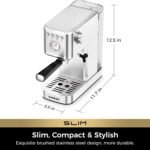 CHULUX Slim Espresso Machine with Milk Frother Steam Wand, 20 Bar Professional Italian Pump Espresso Coffee Machine for Home Cappuccino & Latte Maker, Silver - Image 6