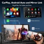 9" Single DIN Car Stereo with Wireless Apple CarPlay and Android Auto,CooCom UHD Car Radio IPS Touchscreen,Mirror Link, Voice Control, Bluetooth 5.3,GPS,AM&FM,Typc-C,EQ,SWC - Image 3