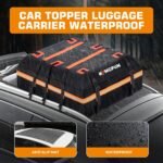 Kingfun Car Rooftop Cargo Carrier – Waterproof 15 Cubic Feet Car Roof Bag Fit All Vehicles with/Without Roof Racks, Includes Anti-Slip Mat, 8 Reinforced Straps & 6 Door Hooks, Luggage Locks - Image 3