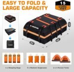 Kingfun Car Rooftop Cargo Carrier – Waterproof 15 Cubic Feet Car Roof Bag Fit All Vehicles with/Without Roof Racks, Includes Anti-Slip Mat, 8 Reinforced Straps & 6 Door Hooks, Luggage Locks - Image 5