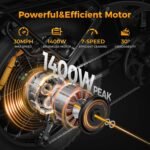 Jasion X-Hunter Electric Bike for Adults,1400W Peak Motor 70+ Miles 30MPH Foldable Ebike,624WH Removable Battery,20’’*4 Fat Tire Full Suspension Bicycle for Commute,Snow,Mountain with 7-Speed - Image 3