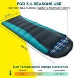 Bessport Sleeping Bag Winter | Flannel Lined 18℉ - 32℉ Extreme 3-4 Season Warm & Cool Weather Adult Sleeping Bags Large | Lightweight, Waterproof for Camping, Backpacking, Hiking - Image 3