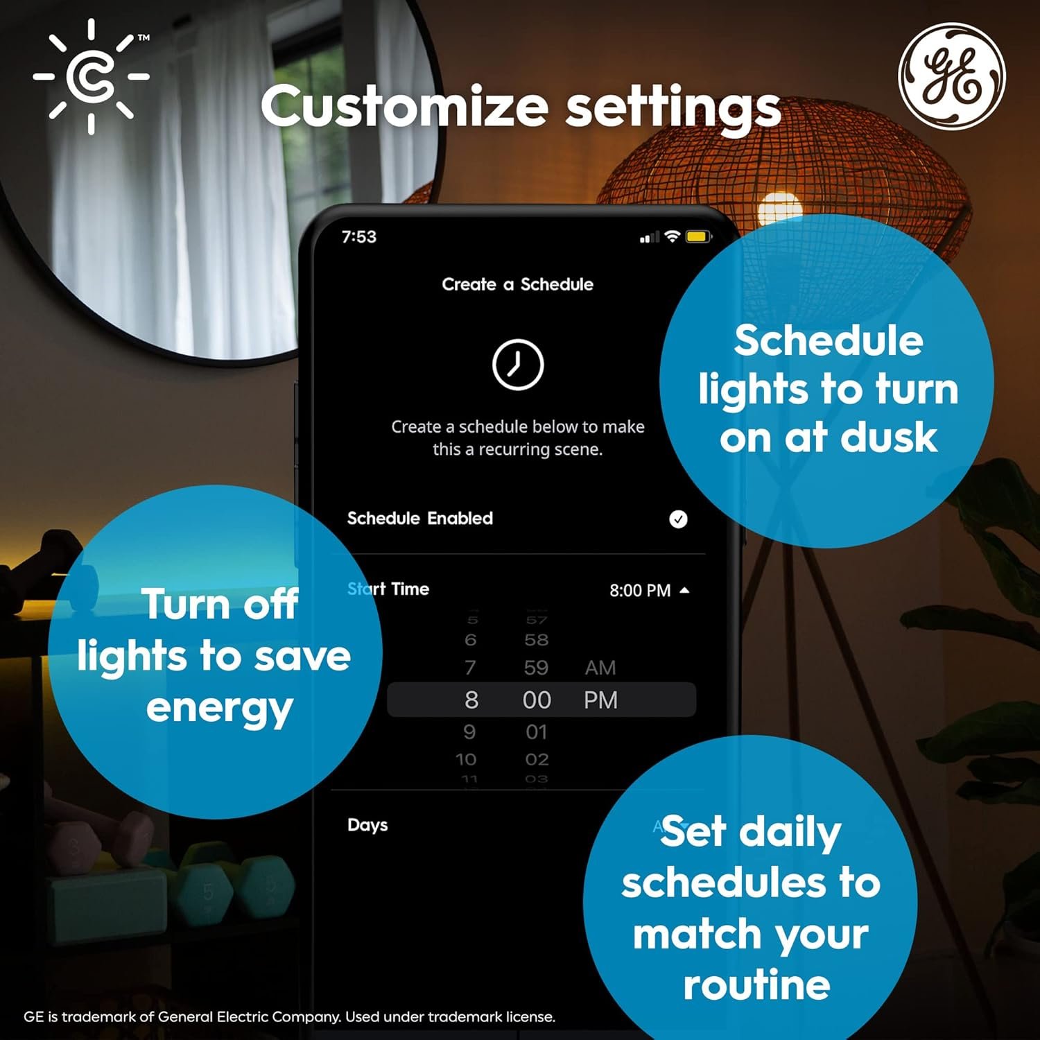 Cync GE Smart LED Light Bulb, ST19 Edison Style, Room Decor Aesthetic, Color Changing WiFi Light, 60W Equivalent, Works with Amazon Alexa and Google Home (Pack of 2) - Image 3