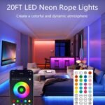 20Ft Neon Rope Lights,Flexible Led Rope Lights Control with App/Remote,Multiple Modes Rope Lights,IP67 Outdoor Waterproof,Music Sync Light Strip for Bedroom - Image 3