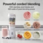 Hamilton Beach Portable Blender for Shakes and Smoothies, 14 Oz BPA Free Travel Cup & Lid, Durable Stainless Steel Blades, Personal Smoothie Blender, White ( 51101V) - Image 4