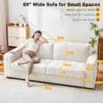 Hanherry 89" Sofa for Living Room, Modern Comfy Sofa with Medium Firm Seat Cushion, Removable Cover,Wide Armrest,USB/Type-C Port,Chenille Fabric Couches for Small Space,Apartment - Image 3