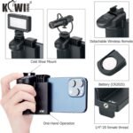 KIWIFOTOS Phone Camera Grip Handle Holder Phone Tripod Mount with Remote Shutter & Cold Shoe Adapter for iPhone 17 16 15 14 Pro Max Samsung Smartphone Selfie Vlog Video Shooting - Image 4