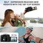 Yatao Digital Cameras for Photography and Vlogging, 6K 64MP Flip Screen, Dual Lens, Microphone for Video, 64GB TF Card, Compact Photo WiFi Camera for YouTube Kit Travel, Beginners (Black) - Image 6
