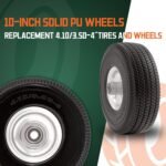 RRQ 10 Inch Solid Polyurethane Tire 4.10/3.50-4 Tire, 10" Flat Free Wheels with 5/8" Bearings, 2.2" Offset Hub for Garden Cart, Hand Truck, Lawn Cart, Mower (2 Pack) - Image 4