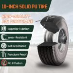 RRQ 10 Inch Solid Polyurethane Tire 4.10/3.50-4 Tire, 10" Flat Free Wheels with 5/8" Bearings, 2.2" Offset Hub for Garden Cart, Hand Truck, Lawn Cart, Mower (2 Pack) - Image 5