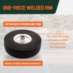 RRQ 10 Inch Solid Polyurethane Tire 4.10/3.50-4 Tire, 10" Flat Free Wheels with 5/8" Bearings, 2.2" Offset Hub for Garden Cart, Hand Truck, Lawn Cart, Mower (2 Pack) - Image 6