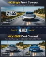 GKU Dash Cam Front and Rear Camera,4K+1080P, 5.8GHz WiFi & GPS Dash Camera for Cars,with 64G SDcard,1.47" Display Dashcam, 24HParking Mode,App Control,Super Night Vision,WDR,Support Max 256GB - Image 4