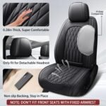 WELLDO Car Seat Covers Full Set, Leather Seat Covers for Cars, Car Seat Protector Waterproof, Non-Slip Car Interior Covers Full Set Universal Automotive Seat Covers for Most Cars SUVs, Black - Image 3