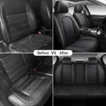 WELLDO Car Seat Covers Full Set, Leather Seat Covers for Cars, Car Seat Protector Waterproof, Non-Slip Car Interior Covers Full Set Universal Automotive Seat Covers for Most Cars SUVs, Black - Image 5