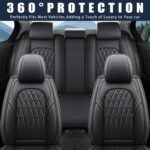 WELLDO Car Seat Covers Full Set, Leather Seat Covers for Cars, Car Seat Protector Waterproof, Non-Slip Car Interior Covers Full Set Universal Automotive Seat Covers for Most Cars SUVs, Black - Image 6