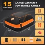 Sailnovo Car Rooftop Cargo Carrier Roof Bag, 15 Cubic Feet Waterproof Rooftop Cargo Carrier Bag, Fit Car with Without Luggage Rack - Cartop Carrier Bag with Tie-Down Strap, Safety Hook - Image 3