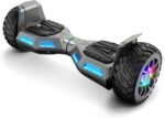 SISIGAD 8.5" Off Road Hoverboard, All Terrain, Self Balancing Scooter with Bluetooth Speaker, LED Lights, Gray, Teen - Image 3