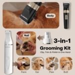 Dog Hair Clippers for Grooming Kit and Dog Paw Trimmer Nail Grinder for Grooming, Low Noise Rechargeable Cordless, Shaver Grooming Supplies for Pet Cats Dogs (Black, White) - Image 3