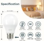 Linkind A19 LED Light Bulb, 60W Equivalent, 2700K Soft White Light Bulbs, 800 Lumens 8.5W Non-Dimmable LED Bulbs, E26 Standard Base, Energy Efficient for Bedroom Home Office, 6 Packs - Image 3