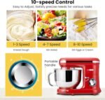 VIVOHOME Stand Mixer, 660W 10 Speed 6 Quart Tilt-Head Kitchen Electric Food Mixer with Beater, Dough Hook, Wire Whip and Egg Separator, Red - Image 4