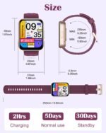 RUIMEN Smart Watches for Women Men (Answer/Make Calls) Compatible with iPhone/Android Phones, 1.85" HD Screen Fitness Tracker Heart Rate Monitor 100+ Sports Tracker Watch Waterproof (Purple) - Image 7