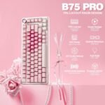 YUNZII B75 PRO Wireless Mechanical Keyboard,75% Layout with Knob,Hot Swap Gasket Custom Structure,Creamy Pre-lubed Switches,RGB Backlit,Bluetooth/Type-C/2.4G for Win/Mac(Milk Switch,Pink) - Image 3