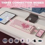 YUNZII B75 PRO Wireless Mechanical Keyboard,75% Layout with Knob,Hot Swap Gasket Custom Structure,Creamy Pre-lubed Switches,RGB Backlit,Bluetooth/Type-C/2.4G for Win/Mac(Milk Switch,Pink) - Image 4