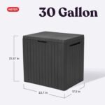 Keter City 30 Gallon Resin Outdoor Storage Box and Patio Furniture Side Table for Pool and Garden Accessories, Dark Grey - Image 3