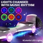 SISIGAD 8.5" Solid Tires Off Road Hoverboard, All Terrain Self Balancing Scooter with 700W Motor, Bluetooth Speakers and LED Lights, Portable Handle - Image 3