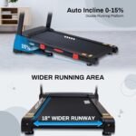 Treadmills for Home, 15% Auto Incline, 0.5-10 MPH, 18" Belt, 3 HP, 350lb Capacity, Foldable, Bluetooth App - Image 3
