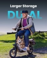 Gyroor Adults Electric Scooter with Large Middle Basket, 550W Motor 18.6 MPH 20 Mile Distance, Foldable E-Scooter with seat for Pets & Cargo - Image 3