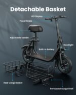 Gyroor Adults Electric Scooter with Large Middle Basket, 550W Motor 18.6 MPH 20 Mile Distance, Foldable E-Scooter with seat for Pets & Cargo - Image 4