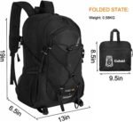 45L Hiking Backpack with Rain Cover, Lightweight Foldable Camping Backpack for Trekking, Water-Resistant Daypack with Hiking Pole & Mat Carrying System,Black - Image 3