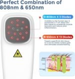 Red Light Therapy Device for Shoulder Back Knee Joint Muscle Pain Relief, 13pcs x 650nm + 3pcs x 808nm, 4 Power + 4 Timer, Handheld Cold Laser Therapy Device for Dogs Pet Horse - Image 3