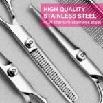 5 in1 Dog Grooming Scissors Kit, Professional Dog Scissors for Grooming with Safety Round Tips, Titanium Coated Grooming Shears for Dogs Cat Pet At Home - Image 3