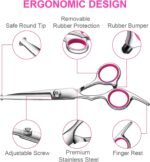 5 in1 Dog Grooming Scissors Kit, Professional Dog Scissors for Grooming with Safety Round Tips, Titanium Coated Grooming Shears for Dogs Cat Pet At Home - Image 6