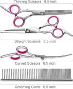 5 in1 Dog Grooming Scissors Kit, Professional Dog Scissors for Grooming with Safety Round Tips, Titanium Coated Grooming Shears for Dogs Cat Pet At Home - Image 7