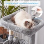 Hey-brother Cat Tree, Cat Tower for Indoor Cats, Cat House with Large Padded Bed, Cozy Condo, Hammocks, Sisal Scratching Posts, Big Scratcher, Light Gray MPJ006SW - Image 4