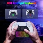 MoKo RGB Backlight Keyboard for PS5 Controller, Bluetooth Wireless Mini Gamepad Chatpad for PlayStation 5 with Upgraded Built-in Speaker & 3.5mm Audio Jack for PS5 Controller Accessories - Image 3