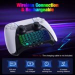 MoKo RGB Backlight Keyboard for PS5 Controller, Bluetooth Wireless Mini Gamepad Chatpad for PlayStation 5 with Upgraded Built-in Speaker & 3.5mm Audio Jack for PS5 Controller Accessories - Image 7