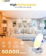 Ensenior 4 Pack 6 Inch LED Recessed Light, Dimmable, 2700K-5000K 5CCT, 1200LM High Brightness, 12W 120V, Damp Rated, Ultra-Thin Canless Wafer Ceiling Light - ETL & FCC & IC - Image 3