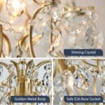 Bestier Gold Modern Pendant Chandelier Crystal Raindrop Lighting Ceiling Light Fixture Lamp for Dining Room Bathroom Bedroom Livingroom entryway 1 E26 Bulbs Required D13 in x H16 in - Image 5