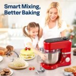 VIVOHOME Stand Mixer with Fermentation, One-Touch Presets Electric Dough Mixer with 6 Qt Bowl, Kitchen Standing Mixer for Baking, Cake with Flex Edge Beater, Bread Hook, Whisk, Red - Image 3