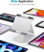 OMOTON Tablet Stand Holder Adjustable, T1 Desktop Aluminum Tablet Dock Cradle Compatible with iPad Air/Mini, iPad 10.2/9.7, iPad Pro 11/12.9/13, Samsung Tab and More Up to 13 inch, Silver - Image 3