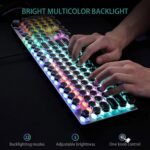 AULA F2088 Typewriter Style Mechanical Gaming Keyboard Blue Switches,Rainbow LED Backlit,Removable Wrist Rest,Media Control Knob,Retro Punk Round Keycaps,USB Wired Computer Keyboard - Image 3
