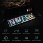 AULA F2088 Typewriter Style Mechanical Gaming Keyboard Blue Switches,Rainbow LED Backlit,Removable Wrist Rest,Media Control Knob,Retro Punk Round Keycaps,USB Wired Computer Keyboard - Image 6