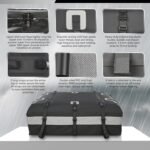 MARCHWAY Waterproof Car Roof Luggage Bag, Weatherproof Soft Shell Rooftop Cargo Carrier Bag for Vehicles with or Without Rack. 6 Door Hooks, Anti Slip Mat, Lock Included (21 Cubic Feet, Black) - Image 4