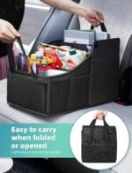 YOHOOLYO Car Seat Organizer Backseat Car Organizer with 4 Compartments, 4 Cup Holders and 7 Mesh Pockets for Front and Rear Seat, Black - Image 5
