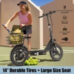 Caroma Peak 1200W/800W/500W Electric Scooter with Seat,14"/12" Fat Tire, Up to 30Miles and 20MPH Electric Scooter Adults&Teens, Adjustable E-Scooter with Shock Absorbtion and Basket - Image 4