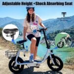 Caroma Peak 1200W/800W/500W Electric Scooter with Seat,14"/12" Fat Tire, Up to 30Miles and 20MPH Electric Scooter Adults&Teens, Adjustable E-Scooter with Shock Absorbtion and Basket - Image 6